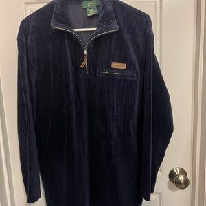 Lauren Ralph Lauren Black Corduroy Quarter-Zip Pullover